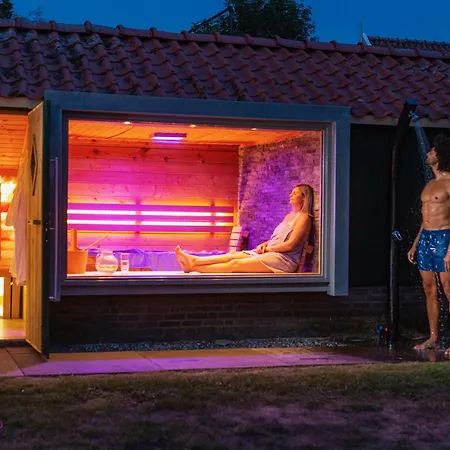 Nyaraló De Noteboom 6-persoons, Verwarmd Prive Zwembad, Hottub, Overdekte Lounge Met Haard, Panorama Sauna, Sunshower, Luxe, Wifi