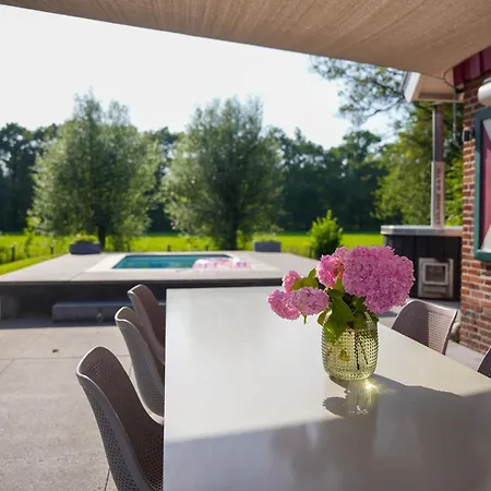 De Noteboom 6-persoons, Verwarmd Prive Zwembad, Hottub, Overdekte Lounge Met Haard, Panorama Sauna, Sunshower, Luxe, Wifi * Lievelde